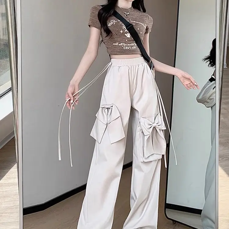 Quần ống rộng kaki nơ, 3 màu, 3 size, nơ to, may kỹ Nữ Ong Women Pants 0