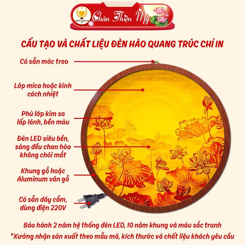 Product Introduction of Đèn Hào Quang Mandala In Tranh Trúc Chỉ CHÂN THIỆN MỸ, Trang Trí Bàn Thờ Phật, Treo Phòng Thờ TC-HQ-66 Decor 11