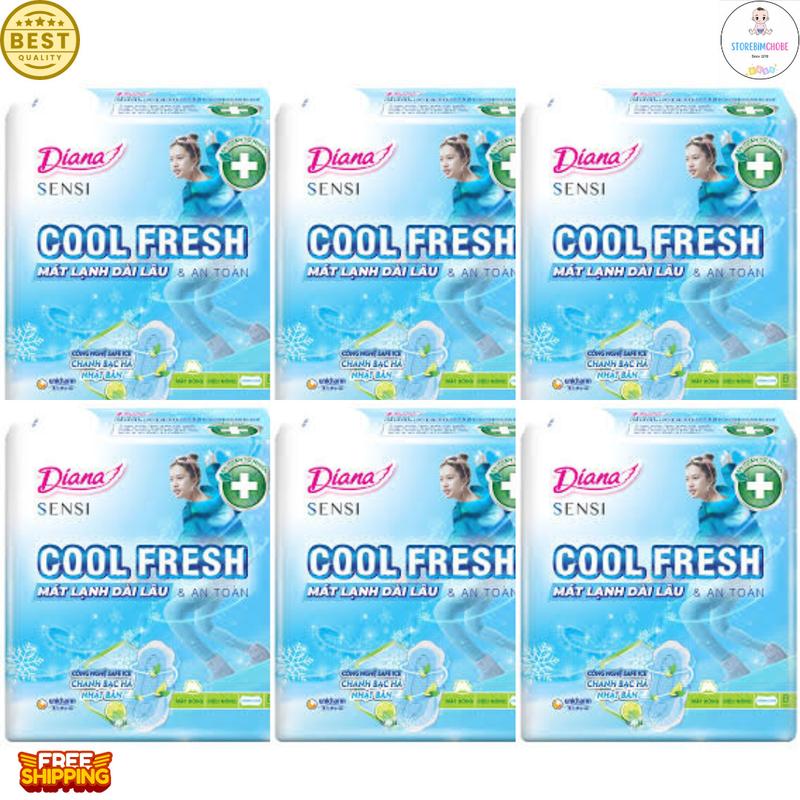 Combo 6 băng vệ sinh Diana Sensi Cool Fresh Siêu Mỏng không Cánh 8 miếng/gói (Che tên sản phẩm khi giao hàng) Tampon bang vesinh băng  vệ bạc hà