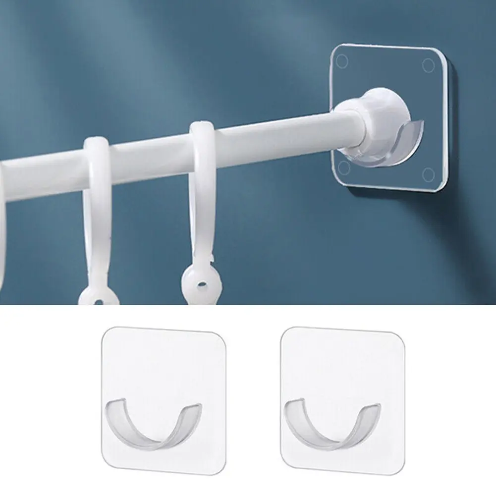 2×  Shower Curtain Rod Holder Wall Mounted Shower Rods Holder Drill