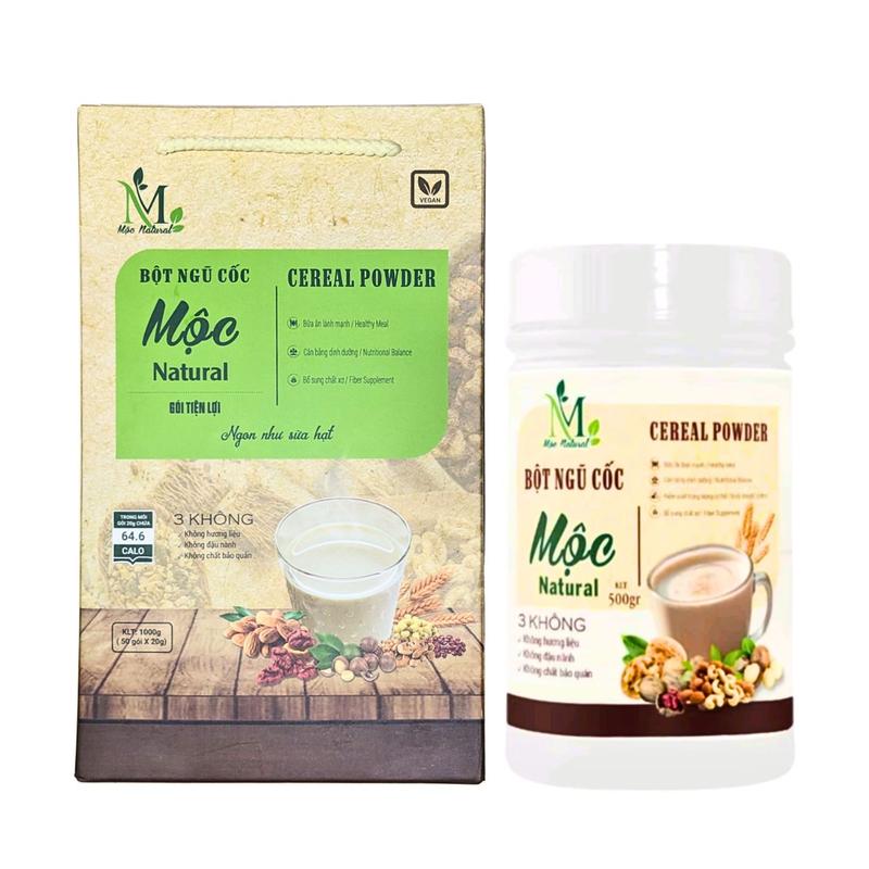 Bột Ngũ Cốc Mộc Natural Hũ 500g Và Hộp 1000g (50 gói x 20g) Thực Phẩm Hỗ Trợ Bổ Sung Dinh Dưỡng Ngũ Cốc & Yến Mạch