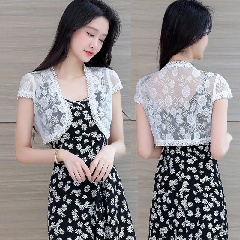 Khăn choàng ren nữ, Xu hướng thời trang mới cho năm 2025, Áo Cardigan ngắn mùa hè không tay, Áo choàng thanh lịch cho váy, Quần áo phong cách cao cấp, Đơn giản và sang trọng 7