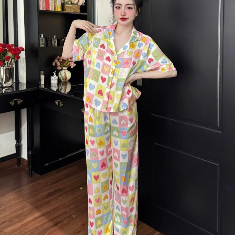Pyjama - set TNQD form áo croptop - chất liệu lụa latin - size <60kg Nữ 3