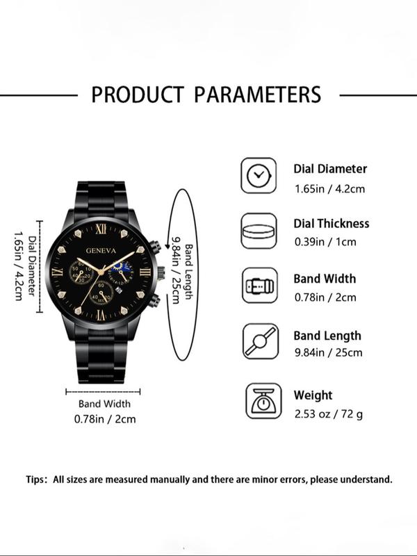 Men's Business Fashion Rhinestone Decor Analog Quartz Watch, Fashion Watch for Party, Daily Clothing Decor, Trendy All-match & Exquisite Modern Watch for Birthday Gifts without Box 1