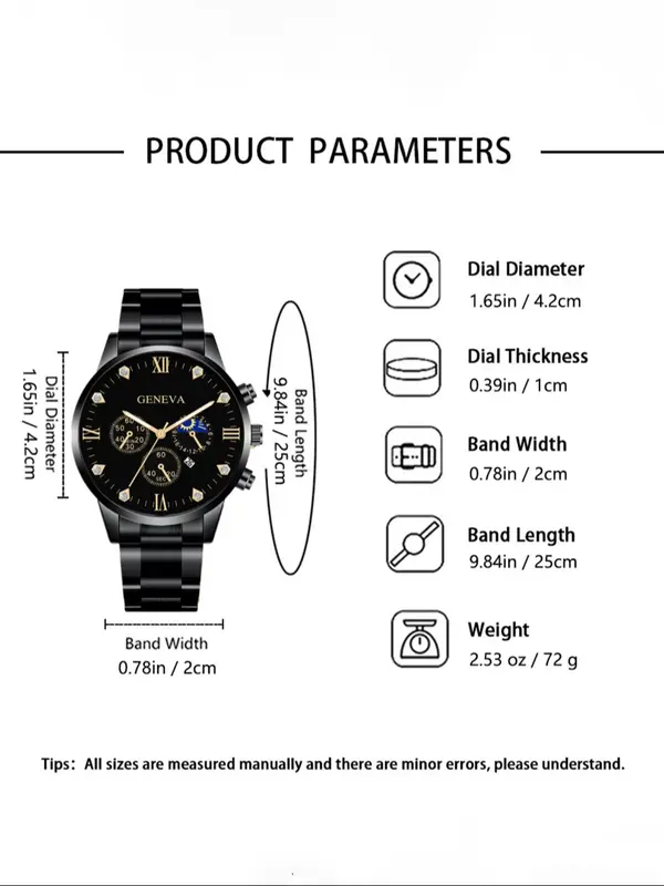 Men's Business Fashion Rhinestone Decor Analog Quartz Watch, Fashion Watch for Party, Daily Clothing Decor, Trendy All-match & Exquisite Modern Watch for Birthday Gifts without Box 1