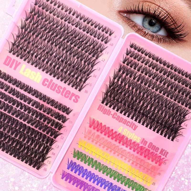 Mixed Style Individual Cluster Lashes Set, 30D 40D 50D 9-16mm Clusters Eyelashes & Double-ended Seal and Bond & Brush & Tweezers, 1 Set Natural Curl Eyelashes Extensions Kit, Eye Makeup Product for Women & Girls, Valentine's Day Gift, Cosmetic 6