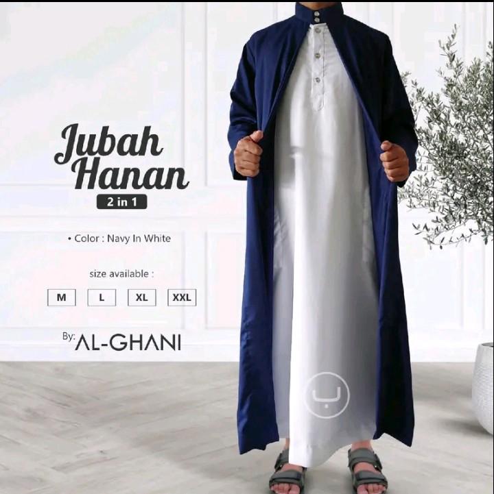 Jubah Hanan 2 in 1 jubah pria premium bahan katun exclusive 3