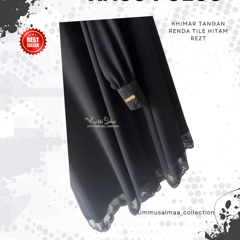 Khimar tangan renda hitam manset renda Rezt Jetblack 2