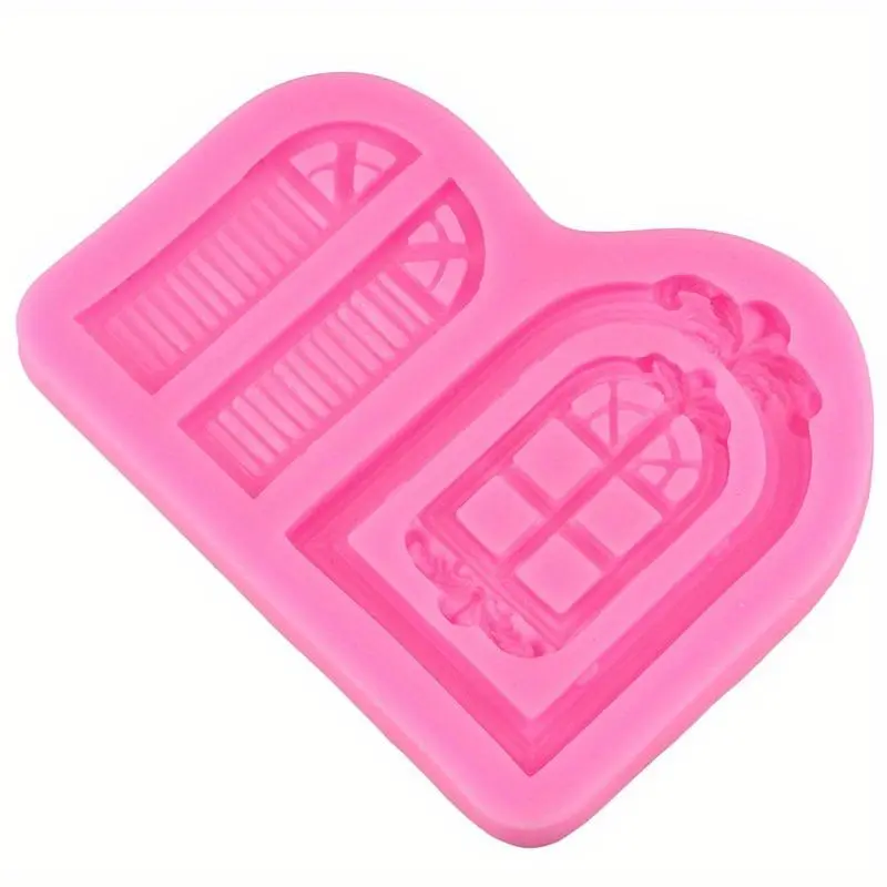 Vintage Window Door Shaped Cake Border Silicone Mold, 1 Count Fondant Cake Decorating Tool, Cupcake Candy Chocolate Mold, Baking Accessories 2