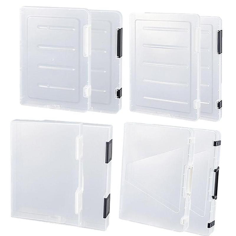 Box File With Invisible Cover Transparent File Box Double-buckle File Storage with Handle Containers ...