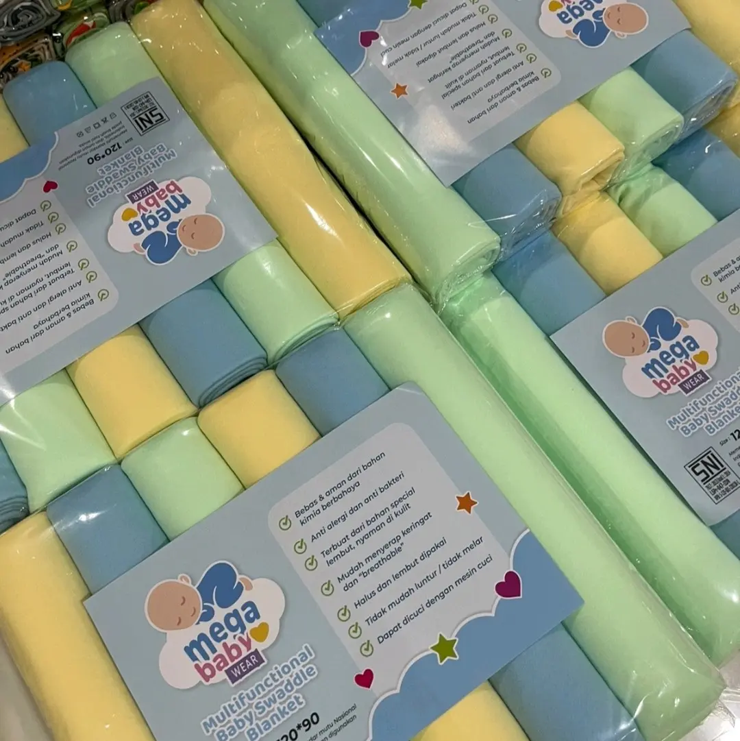6pcs Bedong Bayi Jumbo Premium 120x90 polos warna Newborn Boy Alas bedong bayi newborn