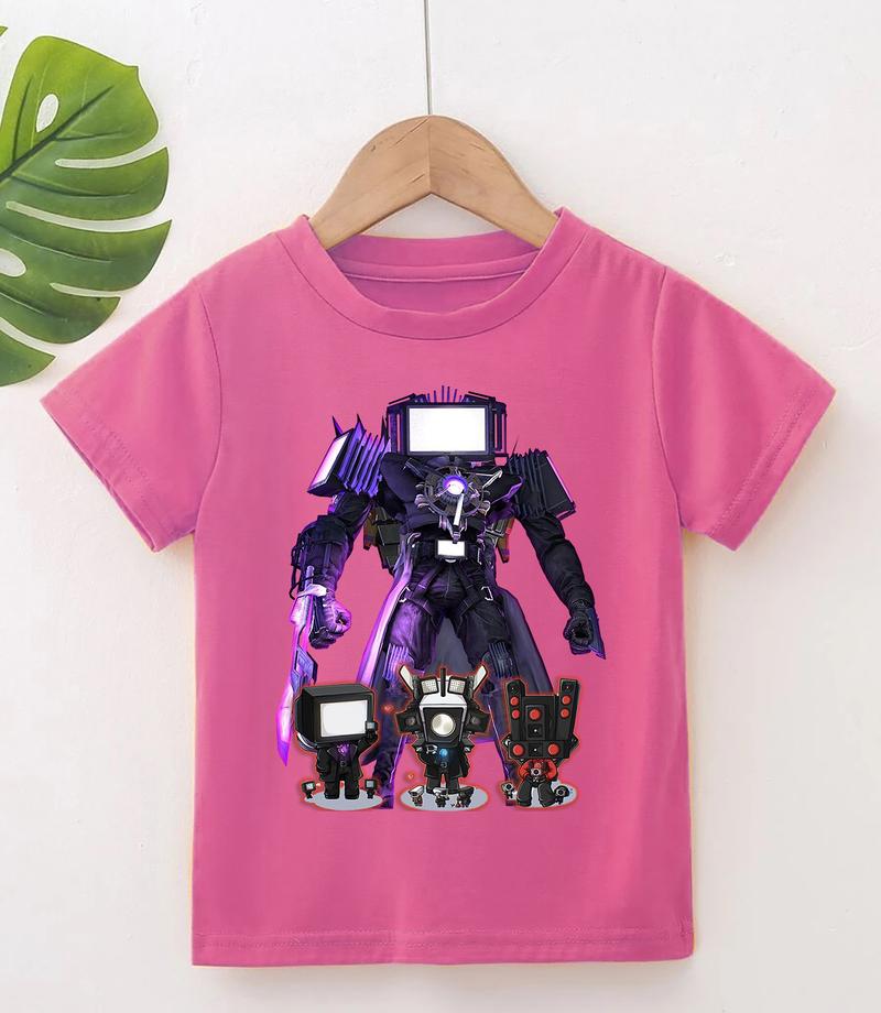 Product Introduction of Áo thun trẻ em Áo POLYCOTTON mát mịn In Hình SKIBIDI TOILET cho bé trai và bé gái Vải Cotton Baby Tee Women Top Voi Cổ Tròn Heart áo  baby áo  baby Flower 10