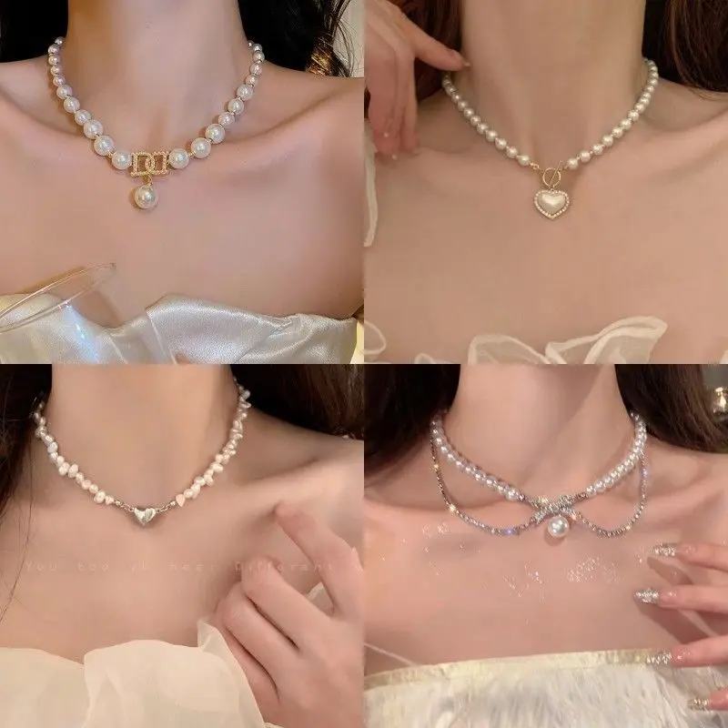 Vòng Cổ Ngọc Trai, Phong Cách Thanh Lịch Và Xã Hội, Dành Cho Phụ Nữ, Giá Cả Phải Chăng, Cỡ Nhỏ, Dây Chuyền Xương Đòn Thanh Lịch, Dây Chuyền Cổ