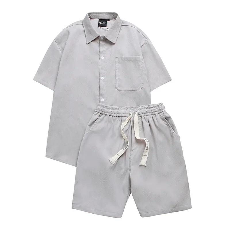 Bộ quần áo cộc tay chất liệu nhung tăm JULIDO Nam Menswear Sơ Mi Bi 3