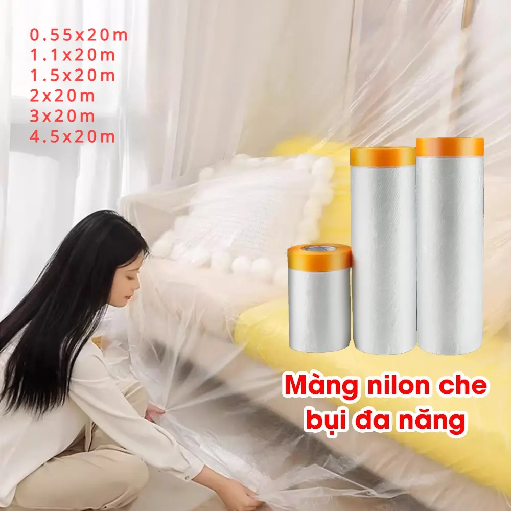 Màng bọc nilon che bụi nội thất đa năng, ngăn bụi, bảo vệ nội thất, che sơn, bọc hàng nhiều size