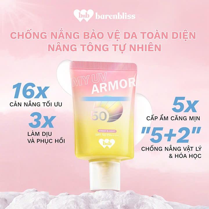 Kem Chống Nắng barenbliss My UV Armor SPF 50 PA++++ Cho Body Mặt Kiềm Dầu Nâng Tông Chất Thoáng 30g