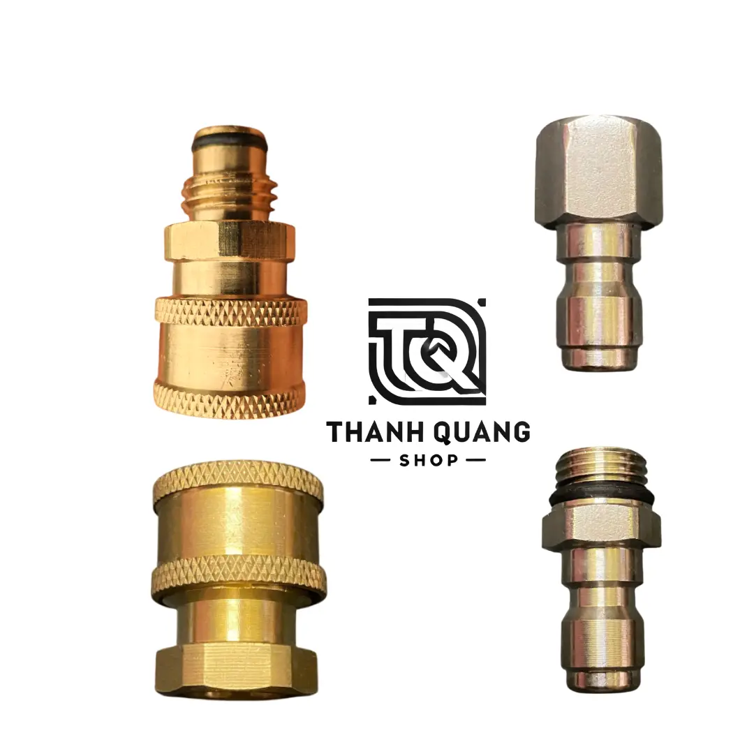 Combo Khớp Nối Nhanh 1/4 Ren Ngoài - Ren Trong 14mm Cho Máy Rửa Xe Ren Trong - Ren Ngoài, Ren Trong 14mm - Ren Ngoài 14mm khớp  nối  nhanh  máy  rửa  xe