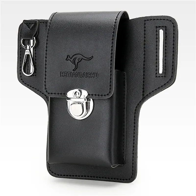 MK Multifunctional PU  Fanny Pack Phone Belt Bag Retro Men'S Bag Cellphone Loop  Phone Pouch Wallet Phone Case