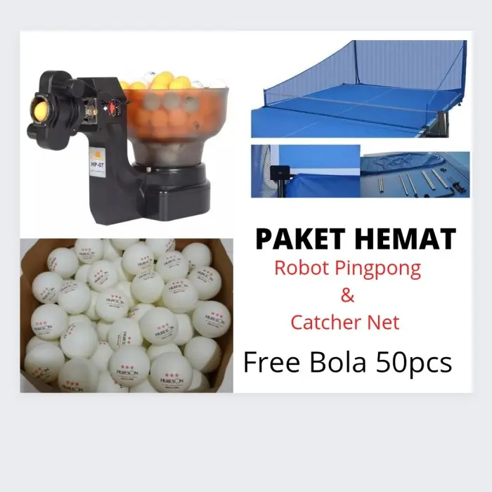 promo spesial Paket Robot Pingpong HP-07 Tenis Meja & Catcher Net Free 50pcs Bola