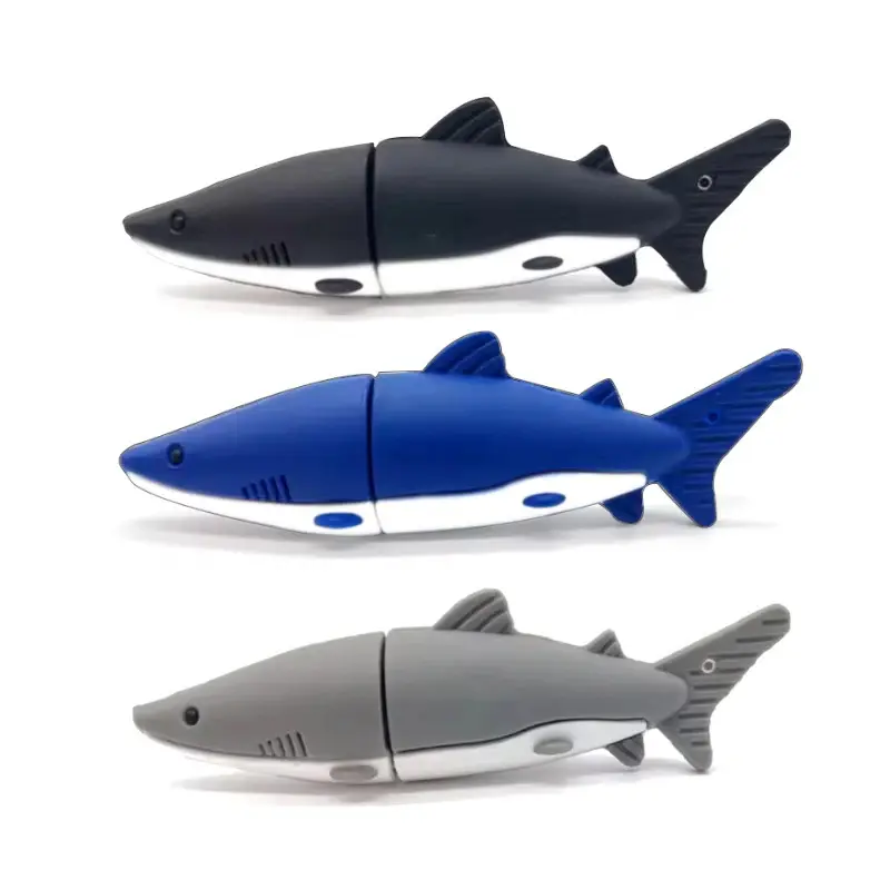 Cartoon Shark USB2.0 Flash Drive Animals Pendrive 2GB 4GB 8GB 16GB 32GB PVC USB Stick