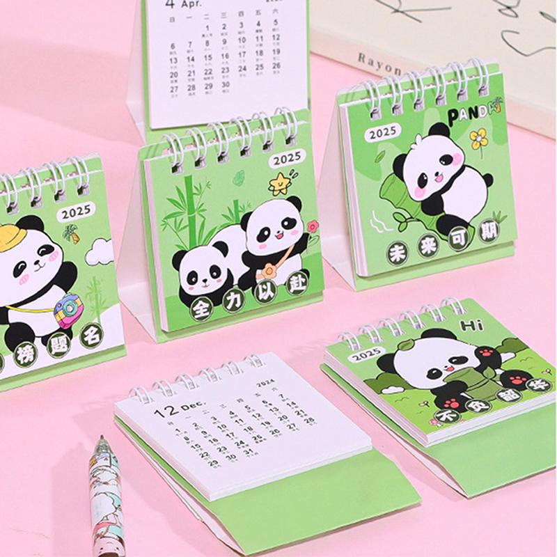 Lịch Để Bàn Mini Hoạt Hình, Lịch Bỏ Túi Cầm Tay Thiết Kế Hình Động Vật Gấu Trúc Dễ Thương, Quản Lý Lịch Trình Thời Gian, Đồ Trang Trí Để Bàn, Năm 2025 4