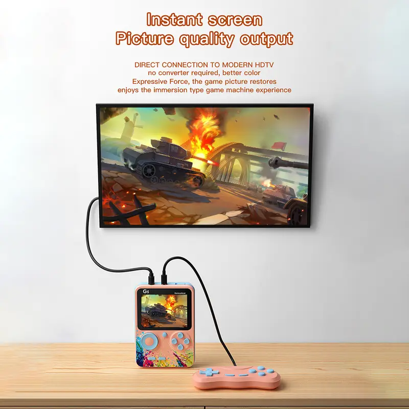 Game Boy Game Bot Gameboy Console Portable Game Player Built-in Clasic 500 Games Connect to TV or Gamepad 1000mAh 1 Player or 2 Player/ Gamepad 2 Pemain Dapat Stick G5 Hadiah Sempurna Terbaik/ Gameboy Retro Terbaik Dapat Stick Bisa Untuk 2 Orang 7