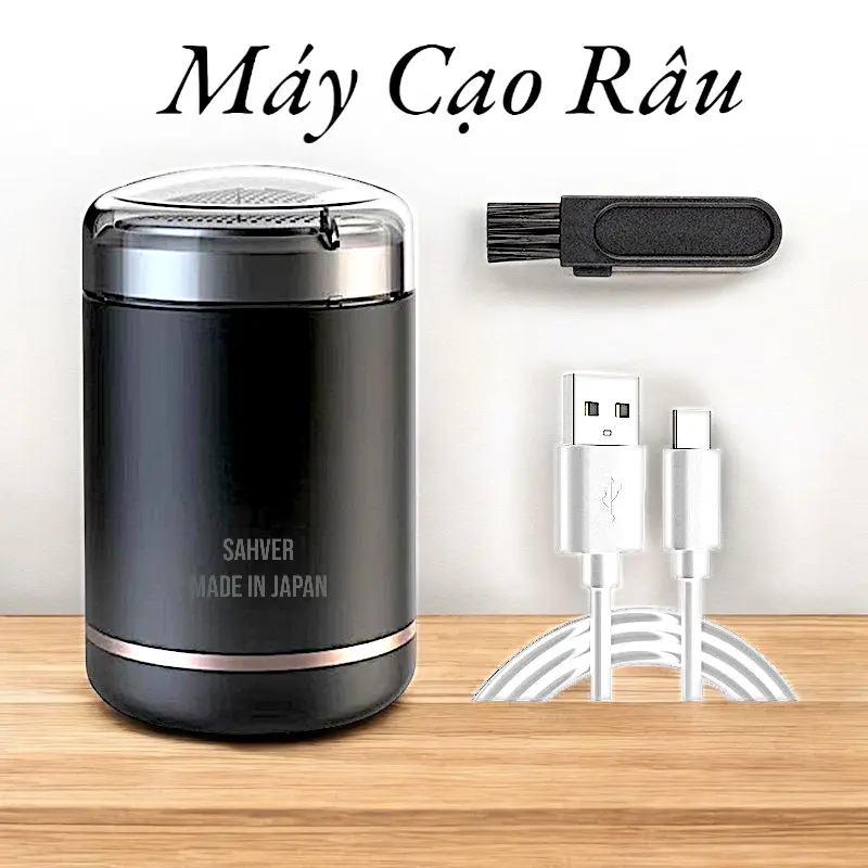 Máy Cạo Râu Mini Nhật Bản Chống Nước SH-588 Lưỡi Dao Cạo Râu 3 Cạnh Tự Mài Không Trầy Xước Cạo Khô Cạo Ướt 360 Độ