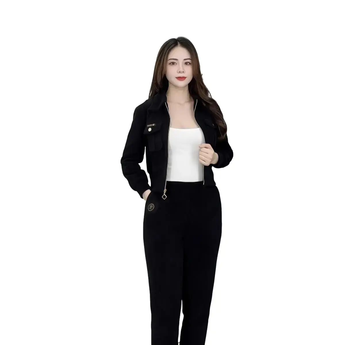 BỘ NHUNG CAO CẤP 2 lớp Nữ Áo Đen Women Top