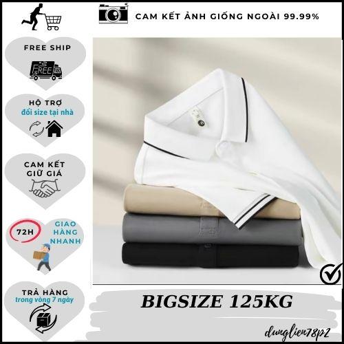 Áo Polo Nam Bigsize 125kg Trơn Cổ Bẻ Basic Cao Cấp Vải Cotton Mềm Ngắn Tay Shirt Menswear Trắng Kem Có Cổ Thun Jean