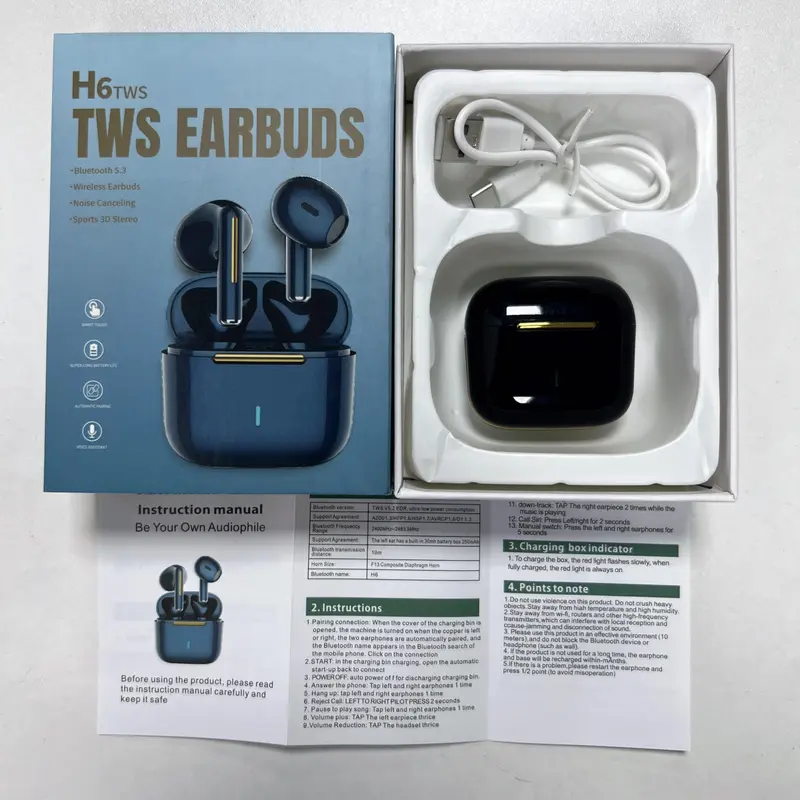 Wireless Headphones, Semi-in-ear Design Earbuds, Noise Cancelling Headphones, Portable Earphone with Long Battery Life for Sports, Gaming, Running, Working 4