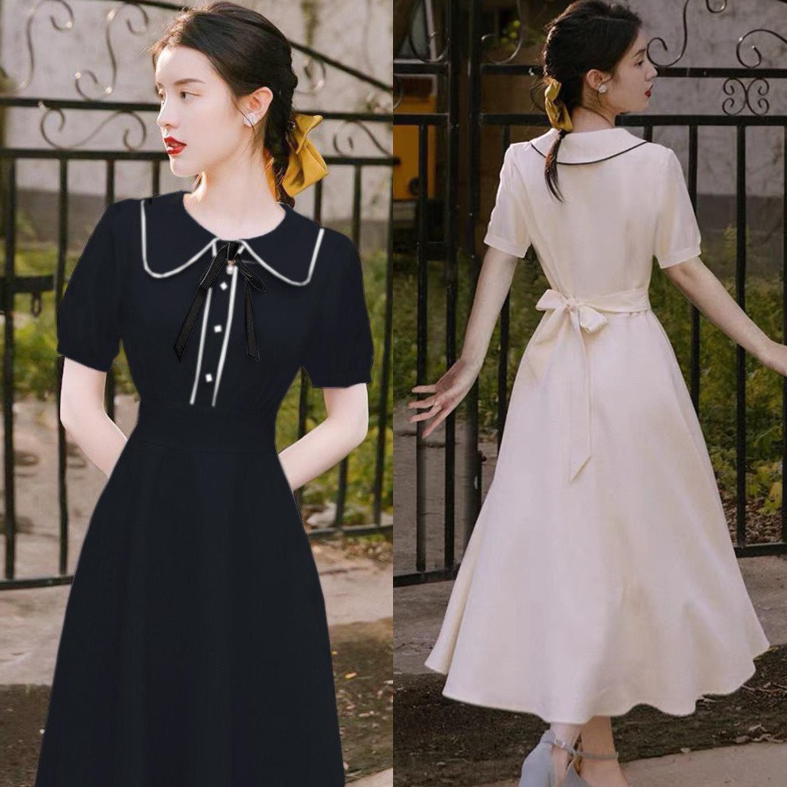 Thời Trang Bigsize Váy Đi Tiệc Cho Nữ Vải Cotton Lạnh Cao Cấp Thanh lịch 50 - 100Kg Dress Đầm Women Voan Đen - A.1211