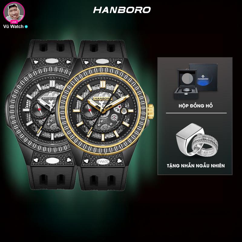 Đồng Hồ Cơ Nam HANBORO 850 [4749] | Miễn phí 1 lần thay kính + 1 nhẫn