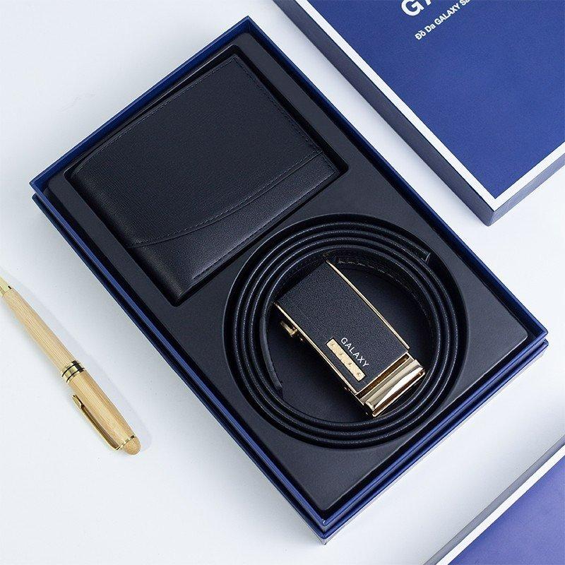 Set Ví Thắt Lưng Da Nam GALAXY Combo Dây Lưng Nam Bóp Da Cao Cấp Khắc Chữ Theo Yêu Cầu Làm Quà Tặng Full Box Túi Xách Wallet Phone Chữ Nhật Hình Chữ Nhật