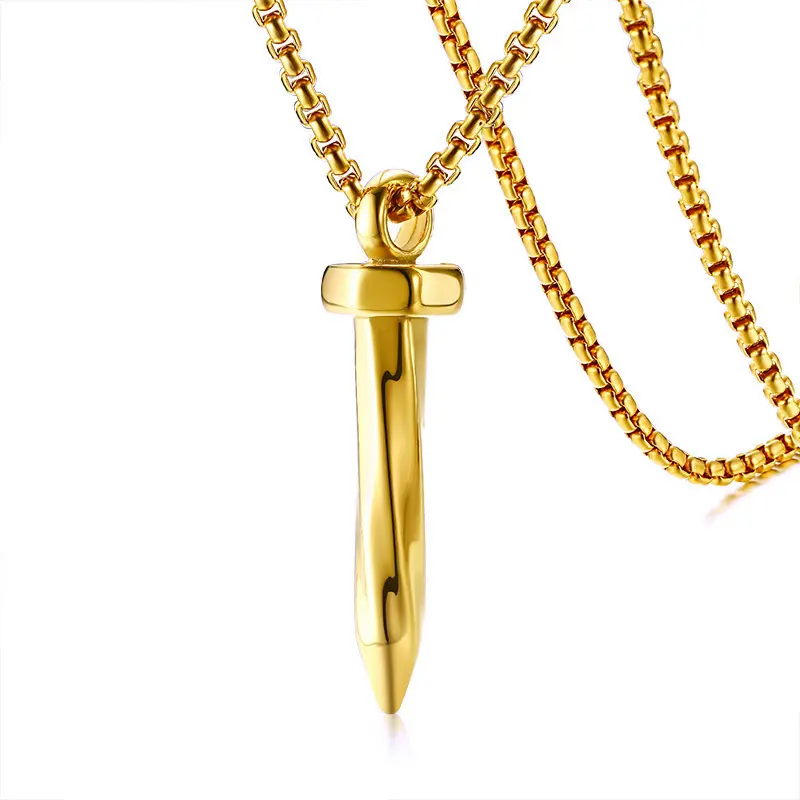 60CM Stainless Steel Nail-shaped Titanium Steel Necklace Korean Style Fashionable Versatile Pendant For Men And Women Simple Pendant Accessories