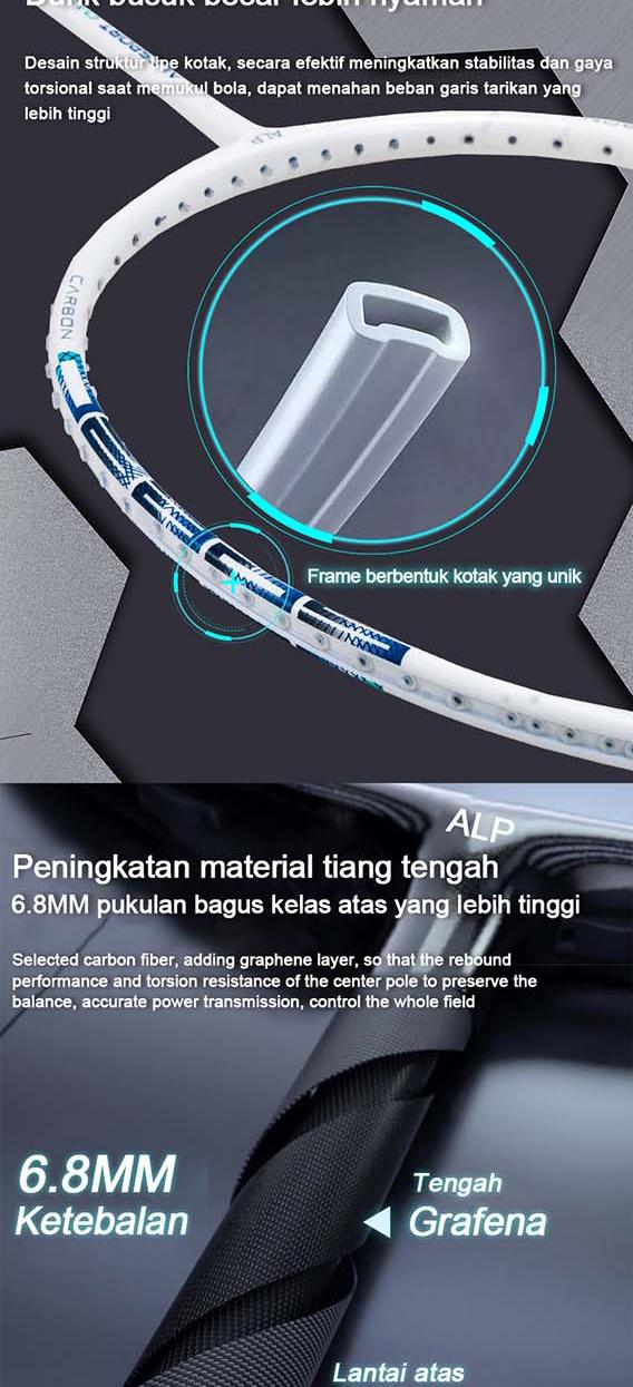 Product Introduction of ALP PS T1100 4U MXH Teknologi Bantalan Raket Ofensif Ringan Profesional Tingkat Kompetisi Kekuatan Dan Kecepatan Tapi Rasa Sangat Ringan Stabil Dan Akurasi Memukul 50T Karbon Penuh G5 raket badminton original import 2024 25