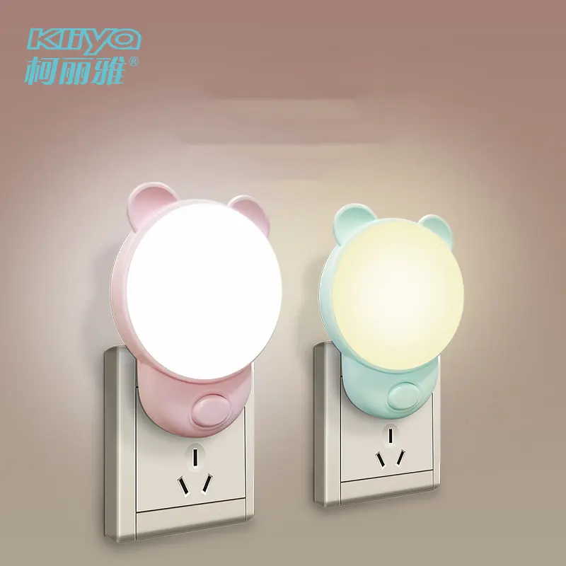 Đèn Ngủ Z-035 Ánh Sáng Chuyển Đổi Hai Màu Sắc Trắng Vàng Ấm Dịu ÊM, Hình Tai Gấu Dễ Thương
