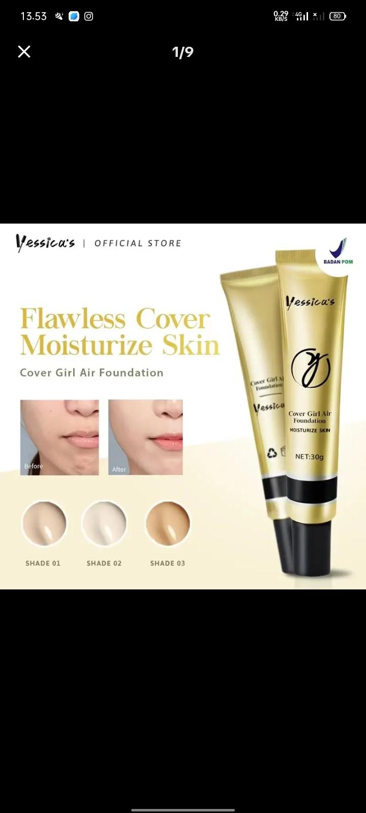 Product Introduction of FYC- Jesica's Waterproof Foundation Cover Girl Air Moisturize Skin Tahan Lama 1
