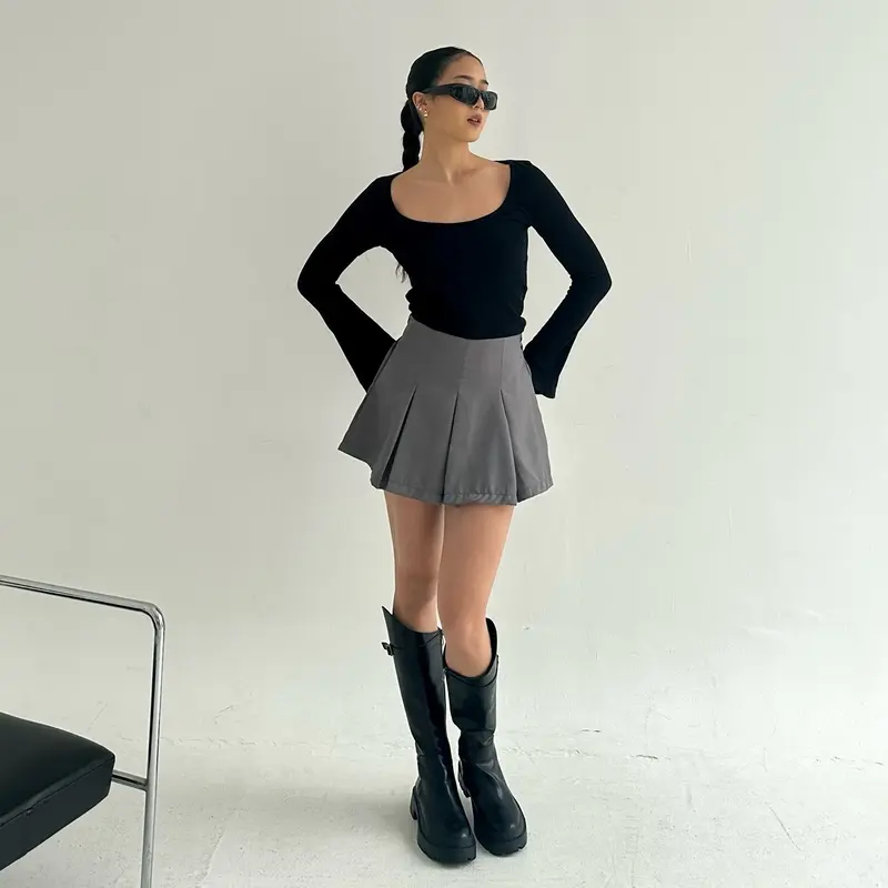 ROKU SKORT - Rok Celana Pendek Highwaist Basic Skirt Wanita Bawahan 4