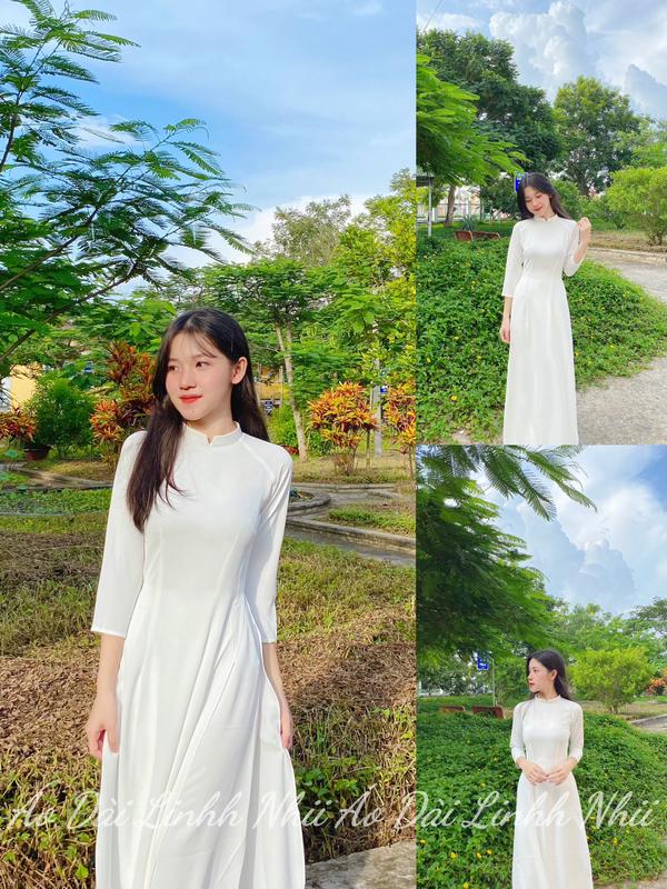 [TAY LỠ] Áo dài trắng học sinh tay lỡ đồng phục cấp 3 Nữ Women Dress Voi