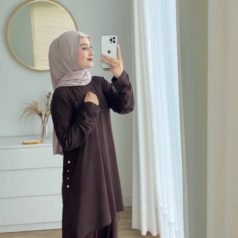 JENNA ONE SET SYARI by enchante • (Setelan Panjang/ Non Busui/ Oversize /Kaos Spandek Rayon) 7