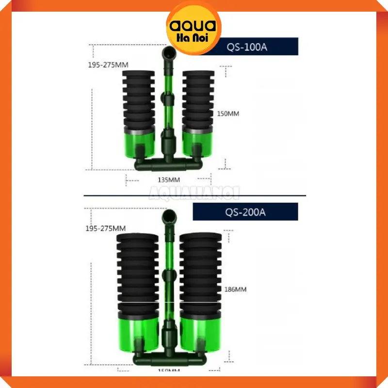 Lọc sủi vi sinh Bio đôi Qanvee QS-100A / QS-200A - Có khoang chứa thêm vật liệu lọc 1
