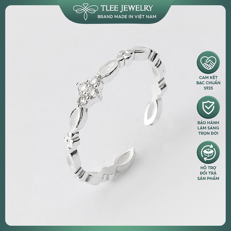 Nhẫn bạc nữ TLEE Mandily đính đá viền trơn cá tính TLEE JEWELRY A0212