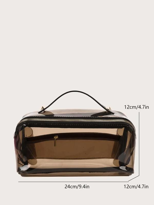 Transparent Makeup Bag, Portable Large Capacity Cosmetic Storage Bag, Waterproof Toiletry Bag for Travel School, Casual Trendy Versatile High-quality Daily Commuting Bag 1