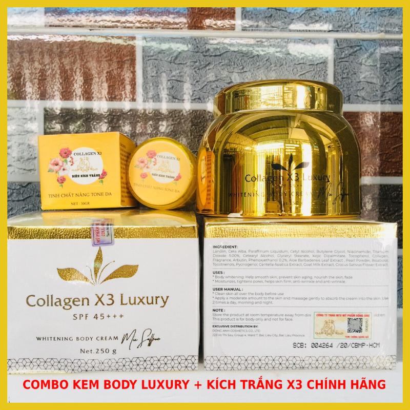 Combo Kem Body Collagen X3 Luxury, kícḣ trắng X3 Đông Anh - Hàng chính hãng Dưỡng Body Skincare Làm Đẹp Da Nữ Women