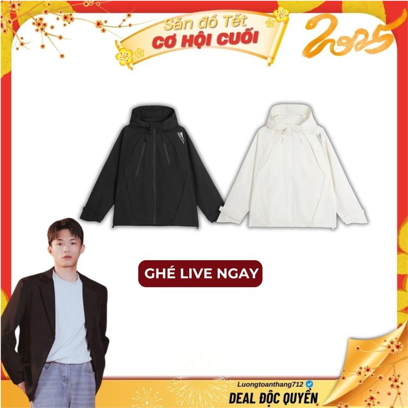  Áo khoác gió thể thao TINGO nam nữ   FORM RỘNG  vải gió nano cao cấp ,thiết kế 2 khóa thể thao Mùa thu đông Menswear Jacket 01 thể thao 