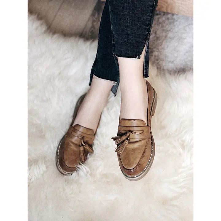 4588 (Có sẵn Ảnh thật) Giày loafer da mềm đế bệt chất cực đẹp mà êm, mẫu moca lười chuẩn size, dễ phối đồ 4588