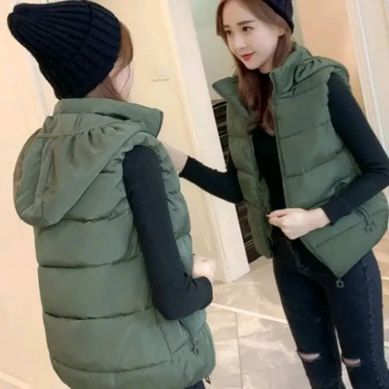 rompi winter wanita jaket ccasual Musim dingin Oversize Crop Hitam