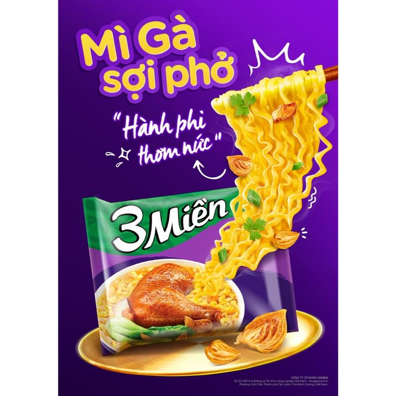 Mì Gà Sợi Phở 3 Miền 30 Gói +1 que thái kakai 50gr Cay Miến hằng du mục mì gói