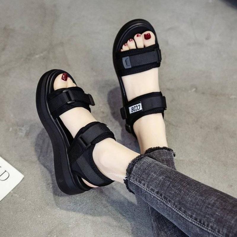 Mengfu-Xăng Đan Thể Thao Nguyên Chất Cho Nữ, Giày Mùa Hè 23 Mới, Đa Năng, Nền Tảng Nổi Tiếng Trên Internet, Nêm Học Sinh, Có Thể Mang Bên Ngoài, Giày Đi Biển Đế Bằng 5