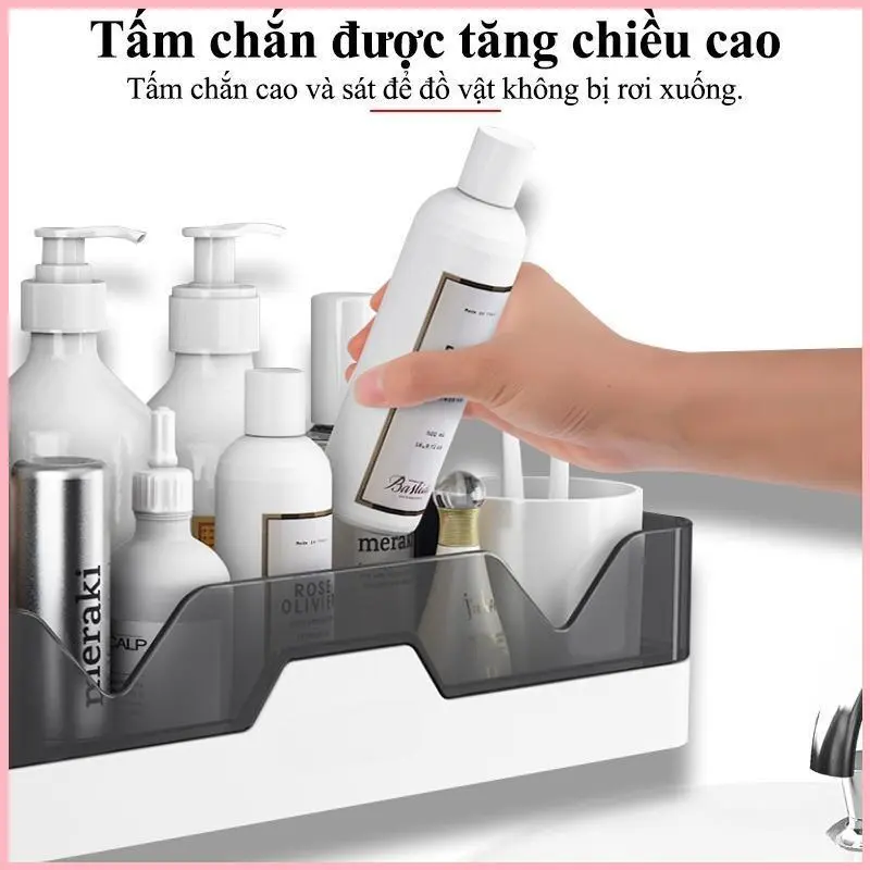 NIJIEOASHOP Kệ để đồ nhà tắm dán tường, kệ chữ nhật không cần khoan tường nhựa PP cao cấp, sang trọng Dimino 2
